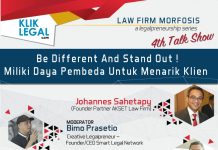 KlikLegal Gelar Talkshow Lawfirm Morphosis “Be Different And Stand Out ! Miliki Daya Pembeda Untuk Menarik Klien”