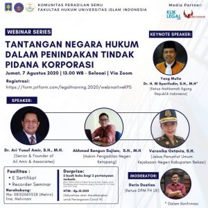 WEBINAR LIVE : Tantangan Negara Hukum dalam Penindakan Tindak Pidana terhadap Korporasi