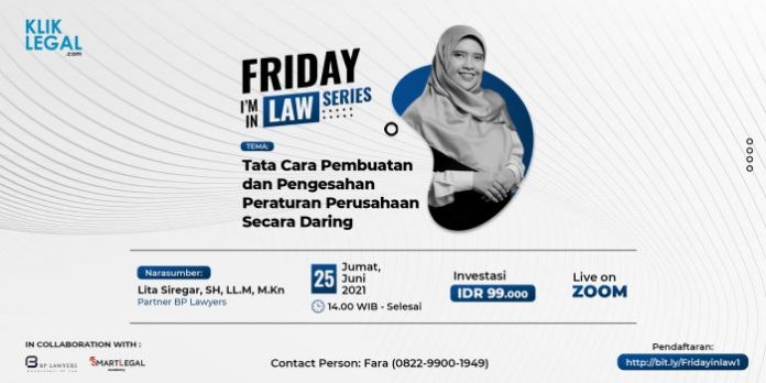 FLYER 2160 LITA SIREGAR Webinar: “Tata Cara Pembuatan dan Pengesahan Peraturan Perusahaan Secara Daring”