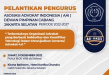 Press Release Pelantikan Pengurus Dewan Pimpinan Cabang Asosisiasi Advokat Indonesia Jakarta Selatan Periode 2022-2027