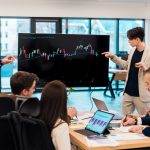 Two young worker leading business meeting about cryptocurrencies in an office