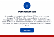 Notifikasi di OSS Seperti Ini? Pelaku Usaha Perlu Segera Lakukan Ini